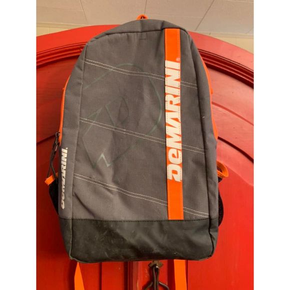 DeMarini Backpack Baseball Softball Sport Bag Grey Gray Orange Guy Girl EUC - Picture 1 of 5